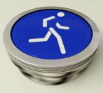 Runner Button Means Race Or Getting Fit Stock Photo