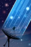 Satellite Dish Under Night Sky Stock Photo