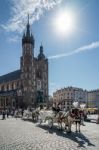 Carriage And Horses In Krakow Stock Photo