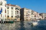 Powerboat Cruising Down The Grand Canal Stock Photo