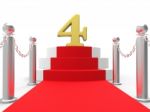 Golden Four On Red Carpet Shows Elegant Film Event Or Celebratio Stock Photo