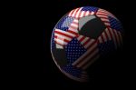 United Satated Of America Soccer Ball Isolated Dark Background Stock Photo