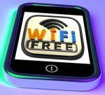 Wifi Free On Smartphone Shows Free Internet Broadcasting Stock Photo