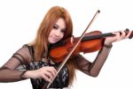 Asian Woman And Violin Stock Photo