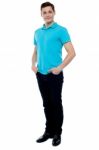 Full Length Portrait Of Casual Young Man Stock Photo