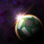 Nigeria Flag On 3d Football With Rising Sun Stock Photo