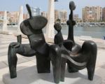 Malaga, Andalucia/spain - July 5 : Statue Of A Sitting Family On Stock Photo