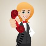 Cartoon Public Relation Holding Telephone Stock Photo