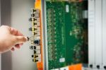 Fix Network Switch In Data Center Room Stock Photo