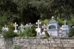 View Of A Cemetery In A Cypriot Village Stock Photo