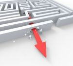 Break Out Of Maze Shows Overcome Puzzle Exit Stock Photo