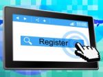 Register Online Indicates World Wide Web And Membership Stock Photo