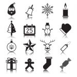 Christmas With Reflection Icon Set  Illustration Stock Photo