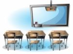 Cartoon  Illustration Interior Classroom With Separated Layers Stock Photo