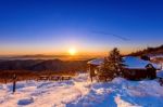 Sunrise At Deogyusan Mountains In Winter,south Korea Stock Photo