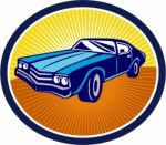 American Vintage Muscle Car Rear Retro Stock Photo