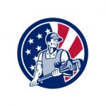 American Plumber And Pipefitter Usa Flag Icon Stock Photo