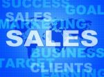 Sales Words Represents Corporation Sell And Promotion Stock Photo