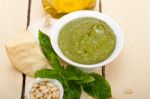 Italian Basil Pesto Sauce Ingredients Stock Photo