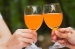 Glass Of Orange Juice Celebrate Stock Photo