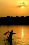 Fisherman With Fishing Nets Stock Photo