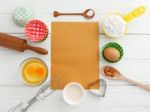 Baking Background With Blank Paper Stock Photo