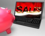 Sales On Laptop Showing Online Commerce Stock Photo