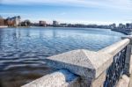 Promenade Near The Lake In The City Stock Photo