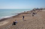 Worthing, West Sussex/uk - April 20 : View Of Worthing Beach In Stock Photo