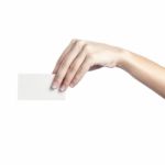 Blank Business Card In A Female Hand. Concept Stock Photo