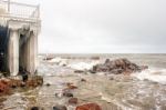 Storm At Sea In Winter Stock Photo