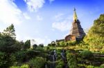 Temple At Inthanon Mountain Stock Photo