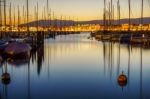 Looking Out Over The Harbour Towards Geneva Stock Photo