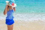 Girl On The Beach At Thailand Stock Photo