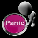 Panic Button Shows Alarm Distress And Crisis Stock Photo