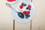 Fresh Raspberry And Blueberry Cake Stock Photo