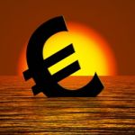 Euro Symbol Sinking In Sea Stock Photo