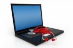 Laptop With Stethoscope Stock Photo