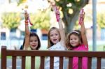 Group Of Childrens Having Fun In The Park Stock Photo