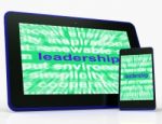 Leadership Tablet Shows Authority Guide Or Management Stock Photo