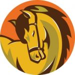 Horse Stallion Head Circle Retro Stock Photo