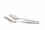 Fork And Spoon Isolated On White Background Stock Photo