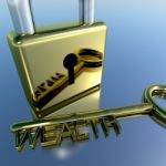 Padlock With Wealth Key Stock Photo