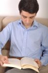 Man Reading A Book Stock Photo