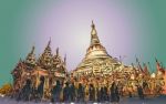 Sketch Cityscape Of Yangon, Myamar Image Of Shwedagon Pagoda, Free Hand Draw Illustration Stock Photo