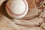 Baseball Ball And Glove Stock Photo