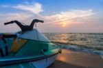 Jet Ski On  Beach Stock Photo