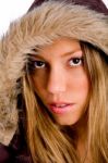 Young Woman Wearing Hood Stock Photo