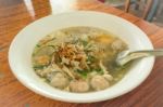 Noodles Soup With Ingredients On Table Stock Photo