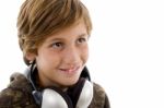 Smiling Child With Headphone Stock Photo